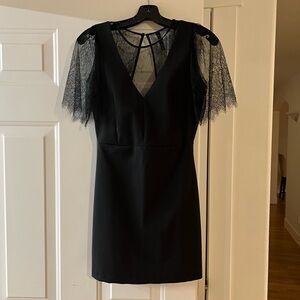 Zara Black Mini Dress with Lace Sleeves
